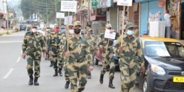 BSF personnel march against drug addiction, alcohol abuse