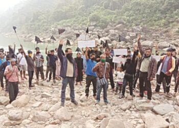 Brichyrnot mining: Shymplong village holds black flag protest against public hearing