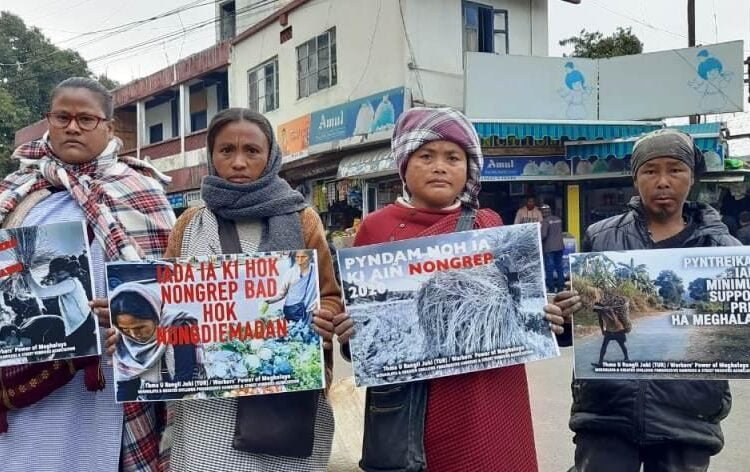 Poster campaign held in Shillong on the eve of tractor rally