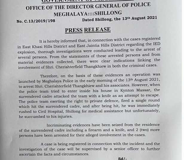 Police claims ‘private defence’ in killing Cheristerfield