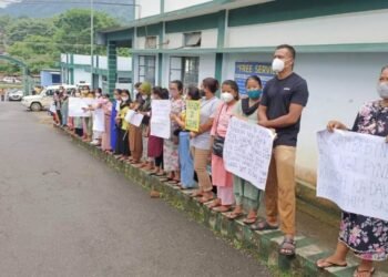 Ri-Bhoi casual health workers stage protest
