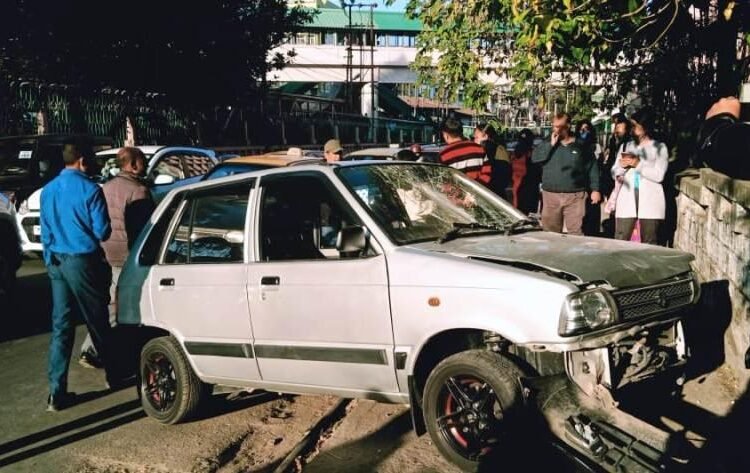Pedestrian injured as car veers onto footpath