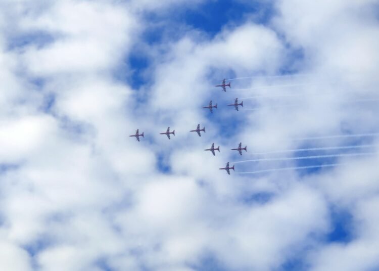 IAF’s Suryakiran team tears through clouds over Umiam