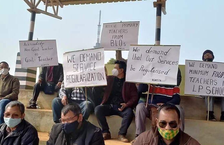 Garo Hills primary teachers hold sit-in