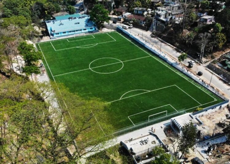 CM inaugurates football turf, announces series of projects