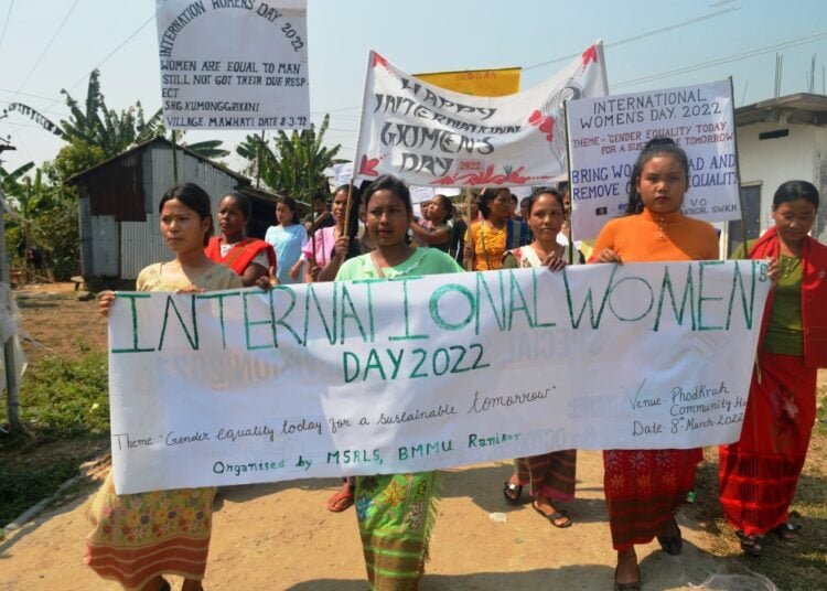 Women attend rally to celebrate IWD