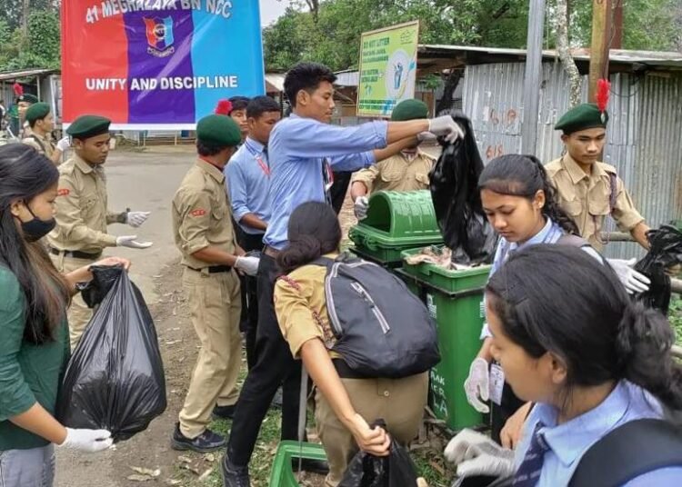 NCC cadets conduct cleaning drive at Simsang