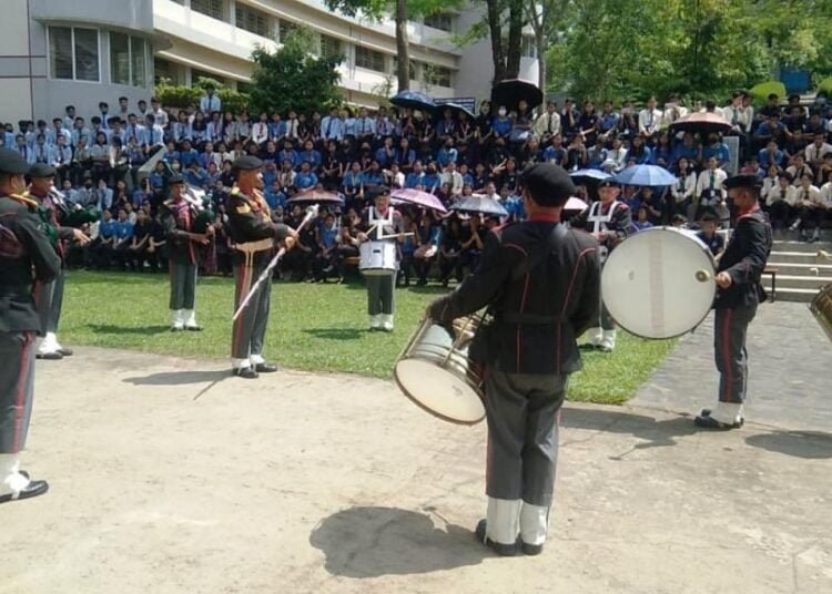 Pipe band plays in Williamnagar to celebrate Meghalaya at 50