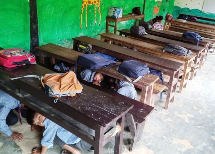 Students gain hands-on experience in earthquake mock drill