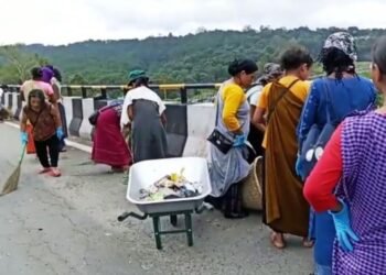 Locals clean Umiam flyover
