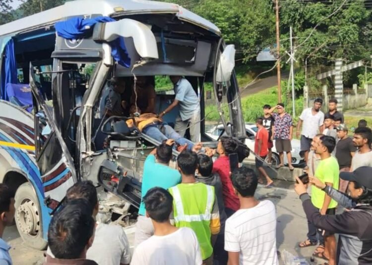 Driver dies after bus smashes into parked truck