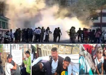 Contractual teacher protest blows up, cops resort to tear gas