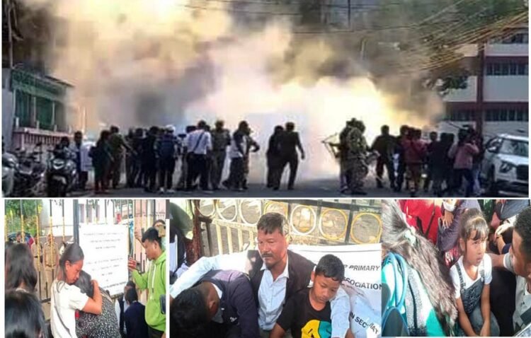 Contractual teacher protest blows up, cops resort to tear gas