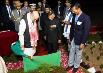 Amit Shah reaches Shillong, plants a tree sapling