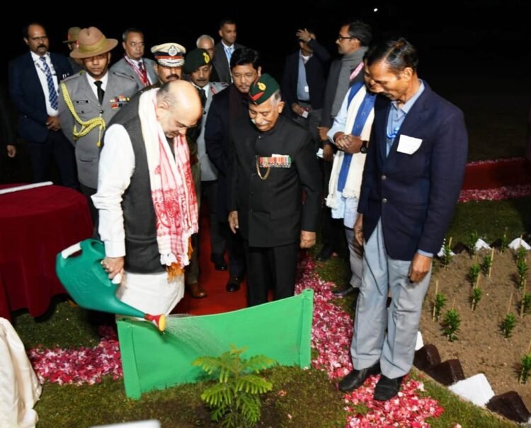 Amit Shah reaches Shillong, plants a tree sapling