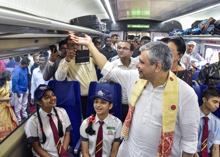 People crowd stations, crossings to get glimpse of northeast’s first Vande Bharat