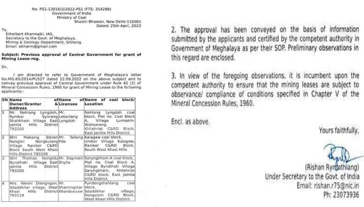 Coal Ministry grants coal mining lease to four persons