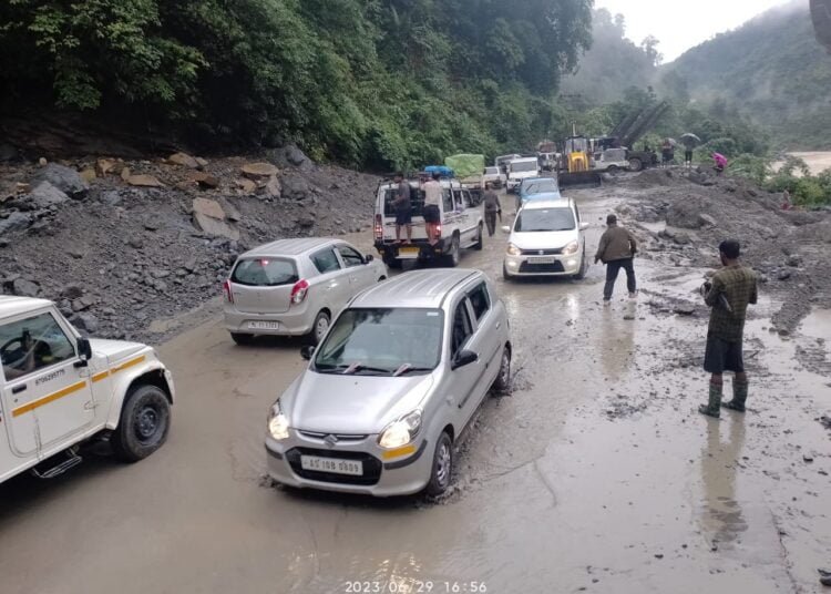Water logging, mudslide on NH 6