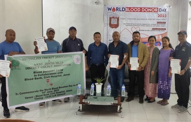 Jowai Blood Bank Centre felicitates Blood Donors