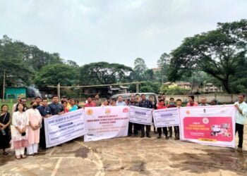 TB patients in Byrnihat receive food baskets from sponsors