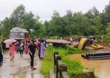 Truck with excavator overturns, traffic movement affected