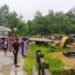 Truck with excavator overturns, traffic movement affected