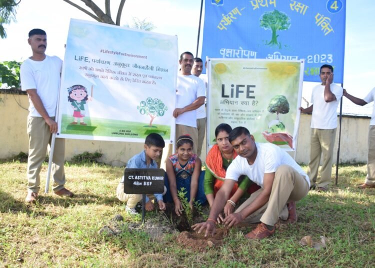 BSF conducts plantation drive at Umpling campus