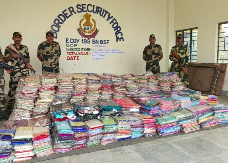 BSF Meghalaya seizes sarees for smuggling