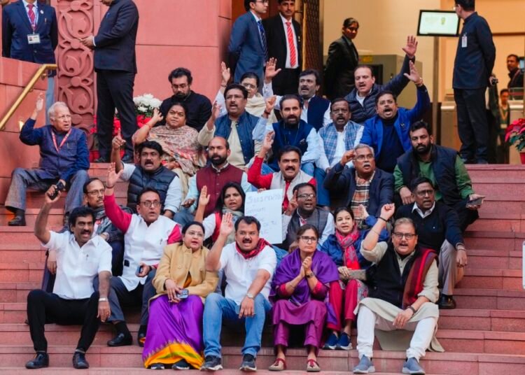 45 Oppn MPs suspended in Rajya Sabha soon after action against members in Lok Sabha