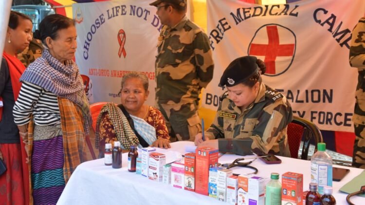 BSF donates essentials, hold medical camp in Dawki