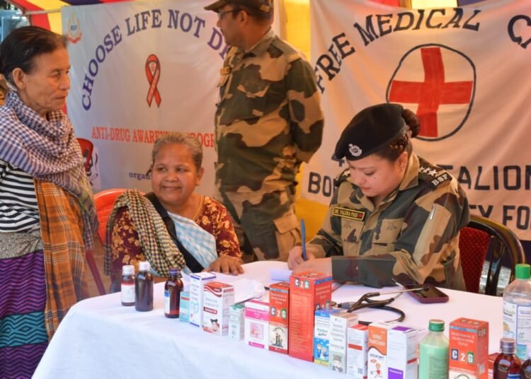 BSF donates essentials, hold medical camp in Dawki