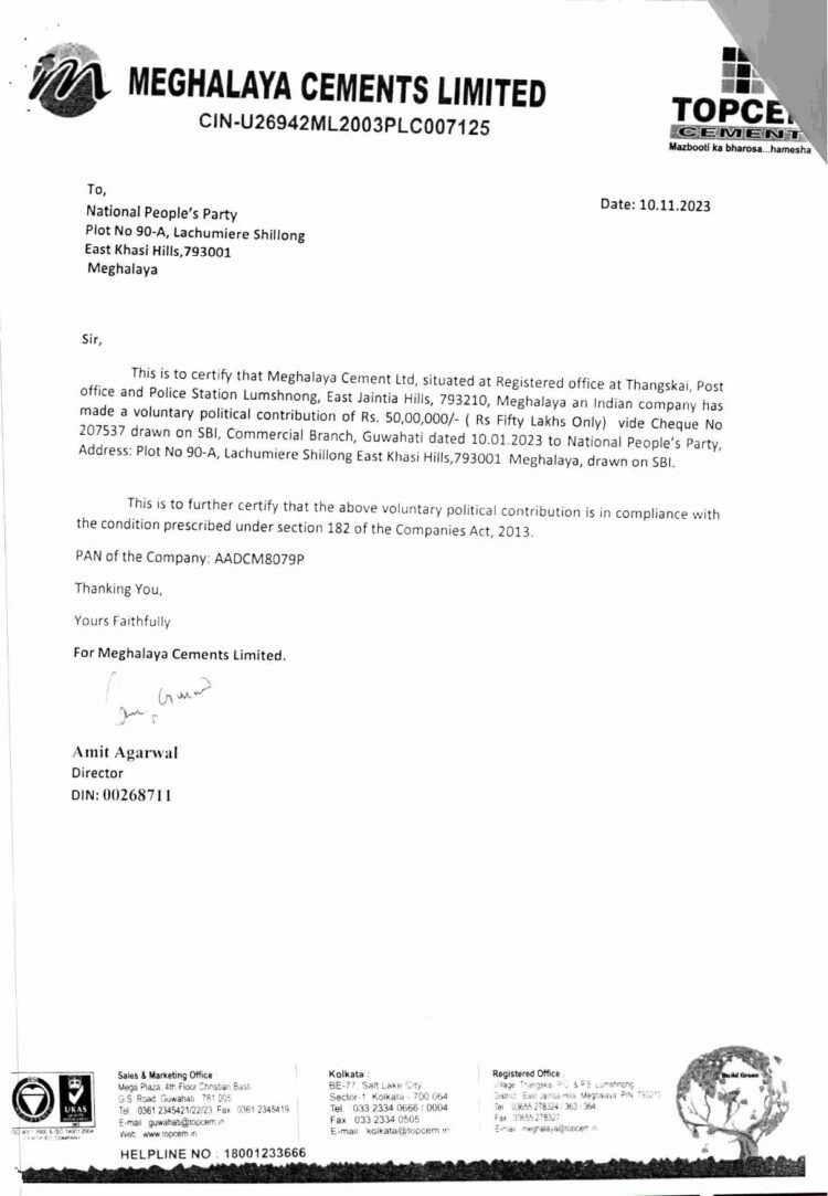 Topcem donates Rs 50 lakh to NPP?