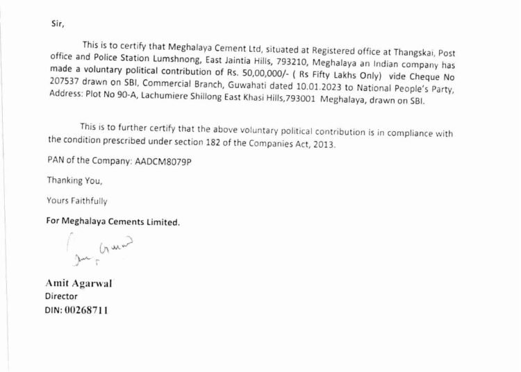 Topcem donates Rs 50 lakh to NPP?