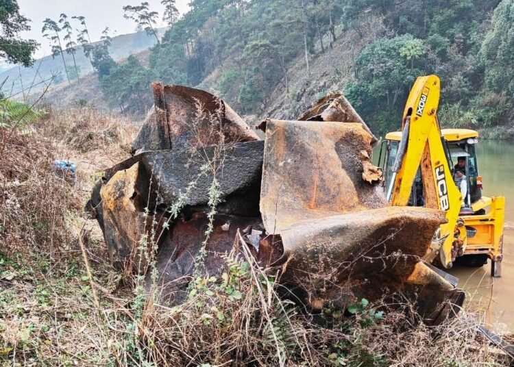 Rusty PHE boat stuck in Myntdu pulled out after 39 years