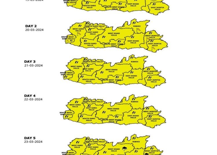 Thunderstorm with gusty wind expected in Meghalaya