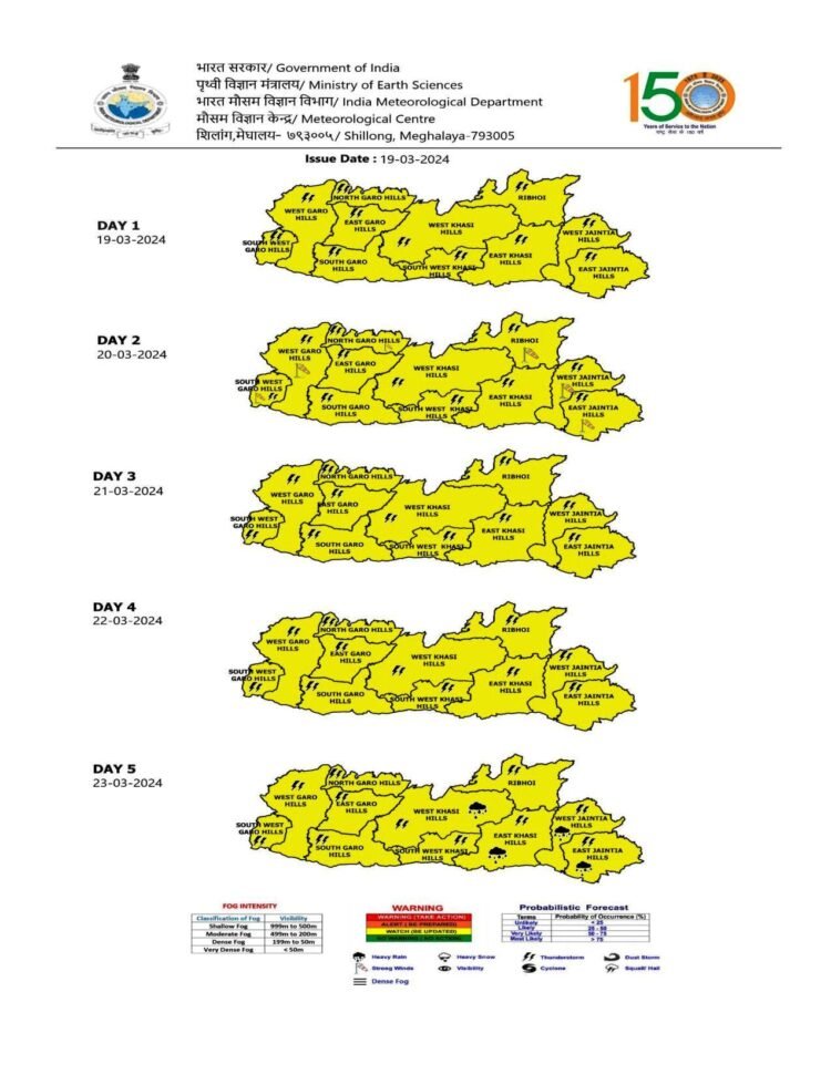 Thunderstorm with gusty wind expected in Meghalaya