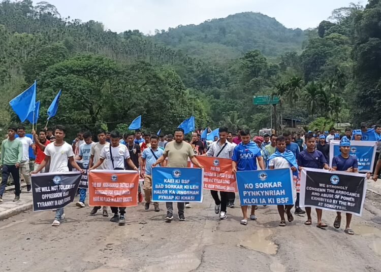 KSU, residents march to get BSF removed from Sonapyrdi