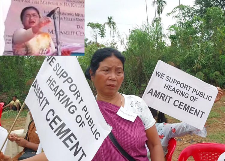 Umlong woman protest solo against limestone mining