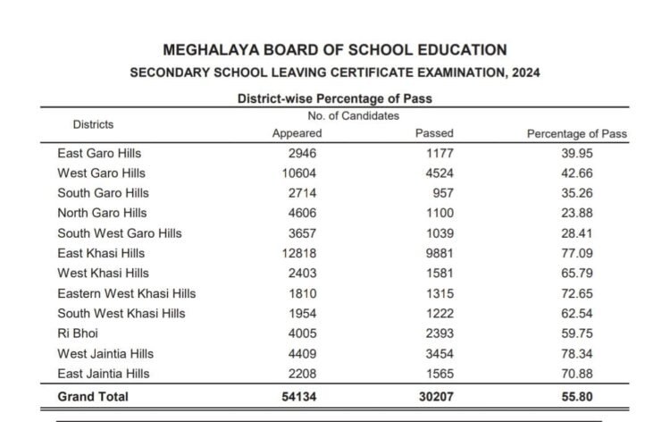 SSLC Results: West Jaintia Hills tops ranking