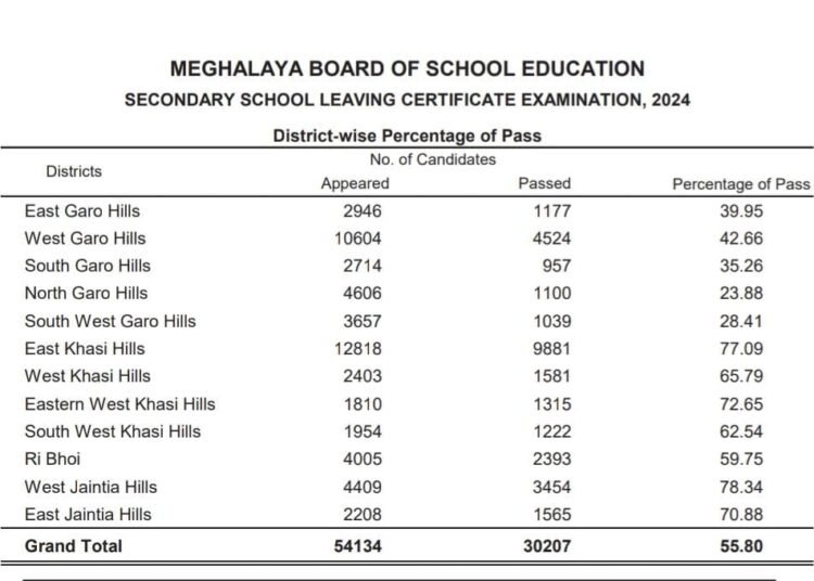 SSLC Results: West Jaintia Hills tops ranking