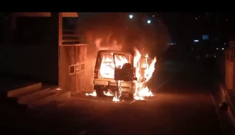 Water Resources Dept vehicle torched, petrol bomb hurled at CRPF camp