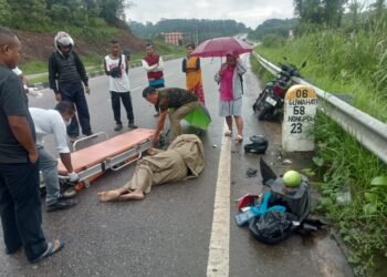 Two-wheeler rider severely injured in Umsning Bypass accident