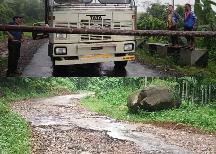 HNYF prevents trucks to ply along Umpung-Weiloi road