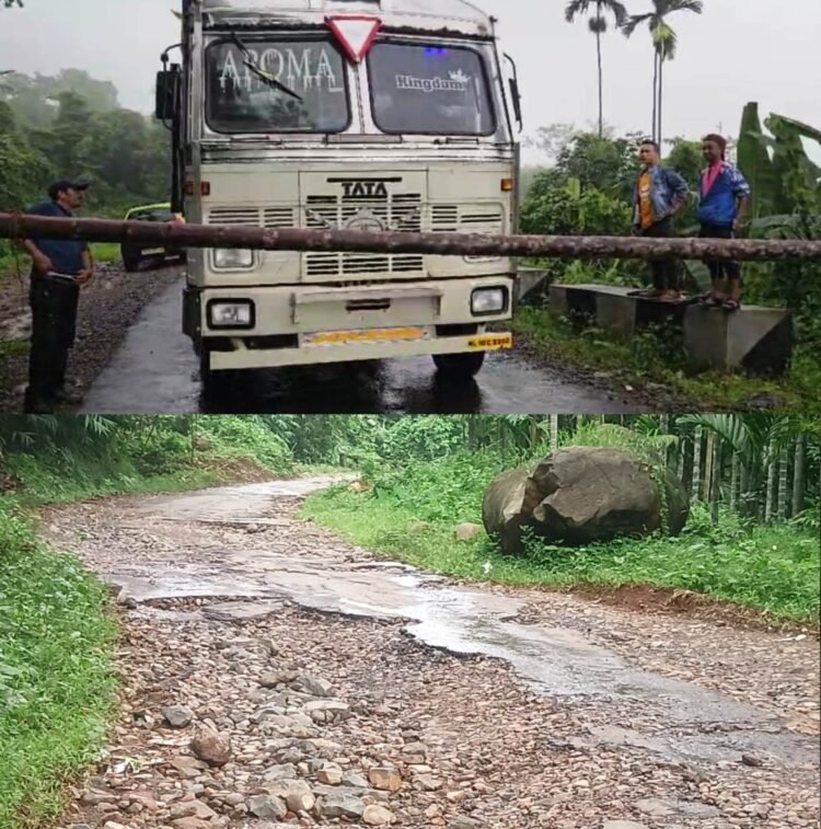 HNYF prevents trucks to ply along Umpung-Weiloi road