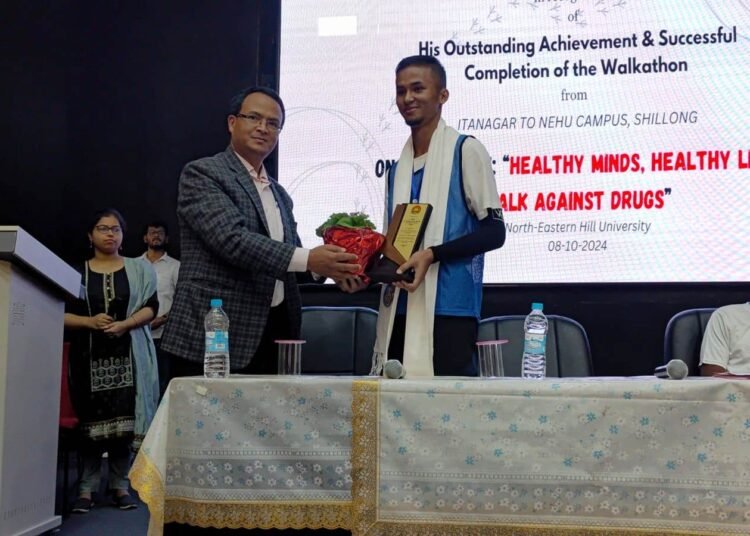 NEHU student completes Itanagar-Shillong walk for drug awareness