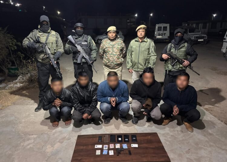 5 arrested with pistol & ammo in Mawsynram area