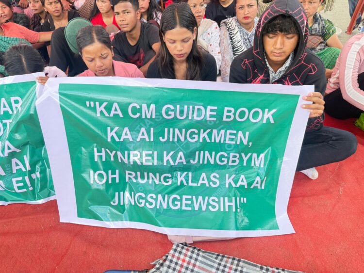 Students protest outside Kiang Nangbah College over limited capacity