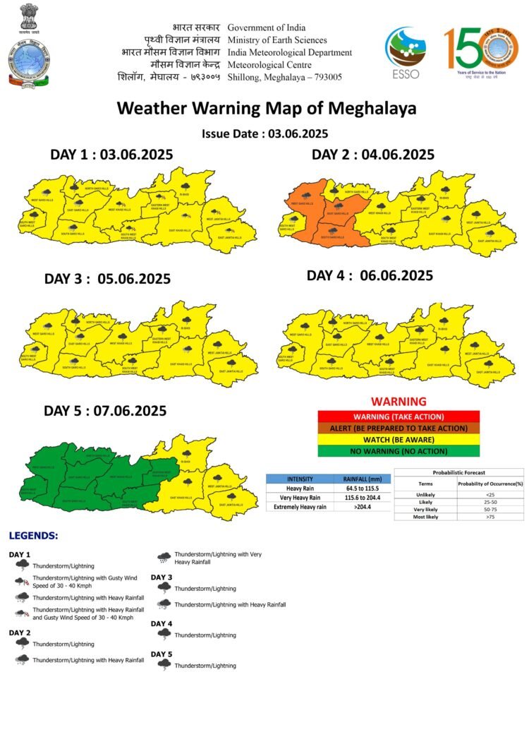 IMD issues orange alerts for 3 Garo Hills districts on Wednesday