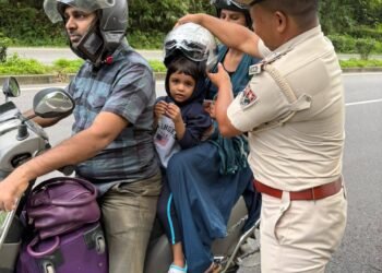 Ri Bhoi police gift helmets to kids