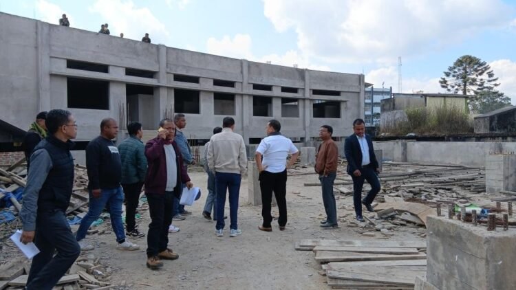 Deputy CM inspects construction works at Iawmusiang market, mini secretariat in Jowai